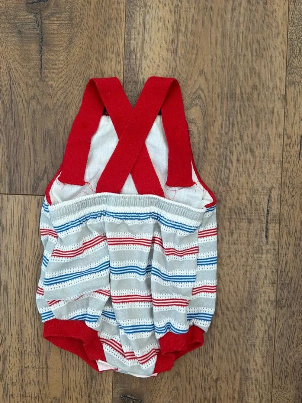 Vintage All Stars Red & Blue Striped Baby Romper
